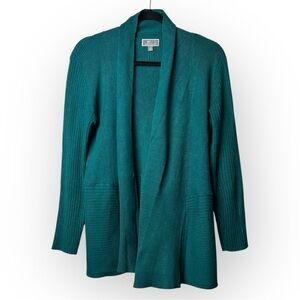 JM Collection Teal Ribbed Knit Cardigan M